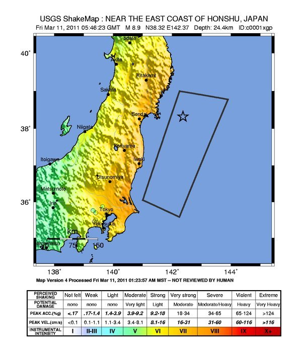 japan quake location