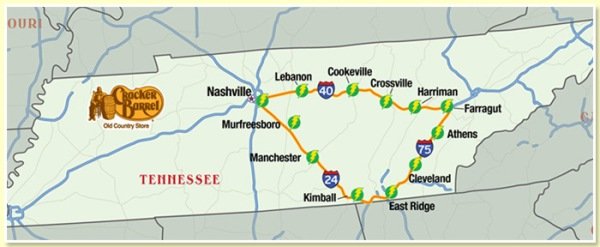 Cracker Barrel EV charge station locations