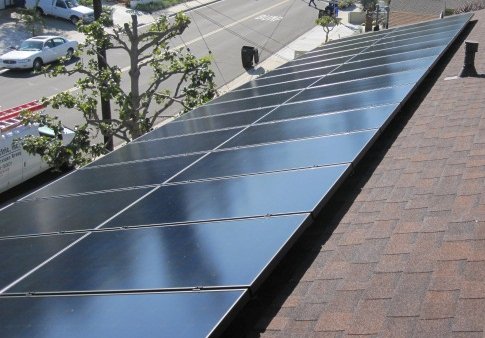 Roof-mounted solar panels